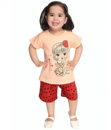 s muktar garments Multicolor Cotton Girls Top With Shorts ( Pack of 1 ) - None