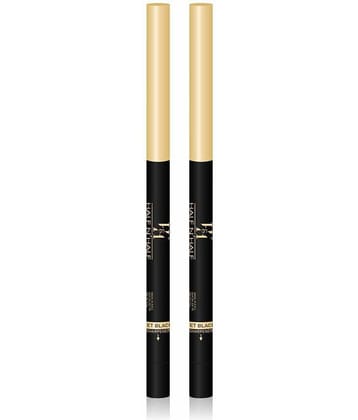 Half N Half One Stroke Defining Auto Eyeliner Kohl Kajal, Smudge & Waterproof, 18hour Long Lasting, Black, Pack of 2 (0.8g)
