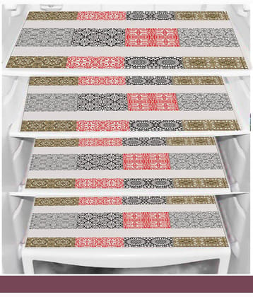 Generic PVC Floral Fridge Mats ( 43 29 ) Pack of 4 - Multicolor