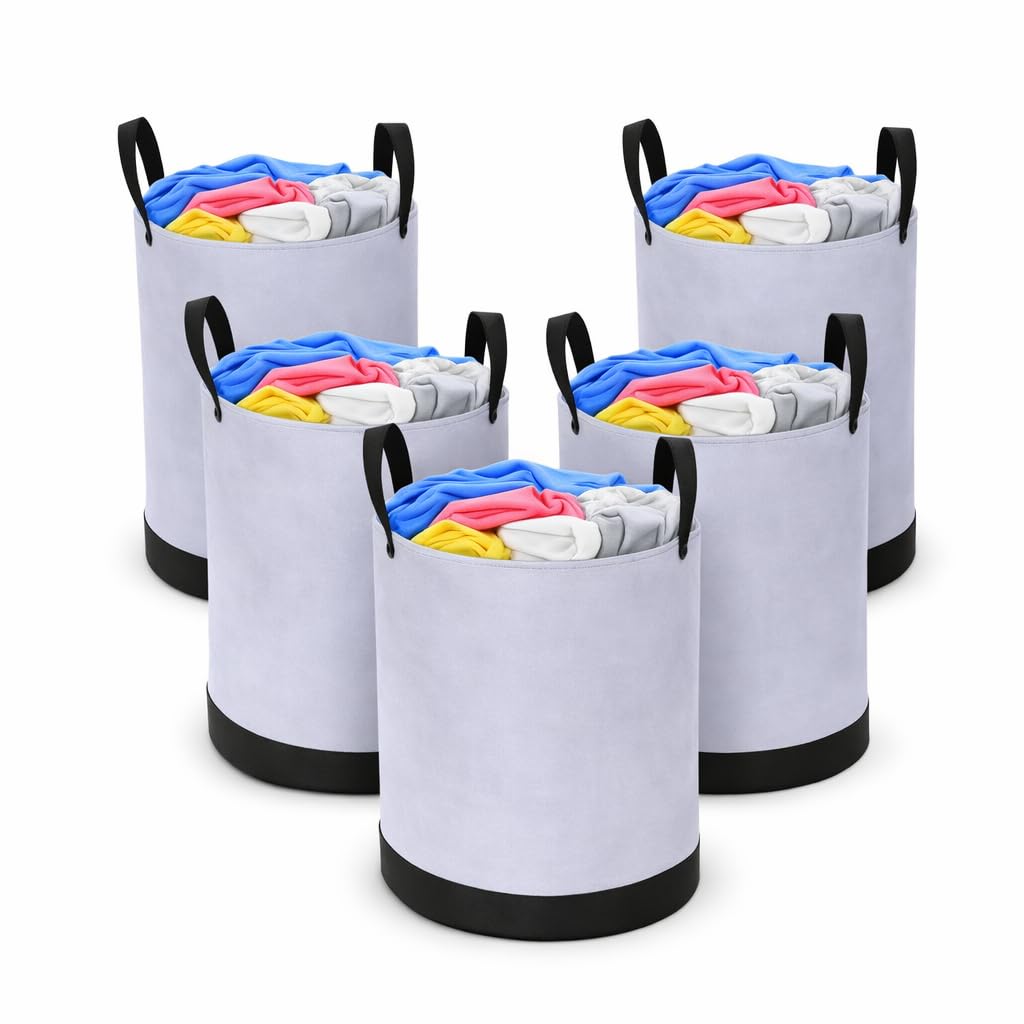 The Drape Desi Round Laundry Bag Foldable Waterproof 45L Capacity – Non-Woven Clothes & Toy Storage Organizer | Gray & Black Laundry Basket for Home