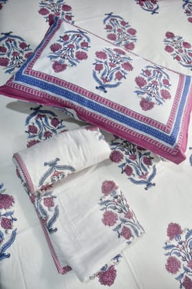 Burnt Pink Buta Dohar Cotton Bedding Set(Single dohar (pair)+king size Bedsheet) Burnt Pink Buta Dohar Cotton Bedding Set(Single dohar (pair)+king size Bedsheet)