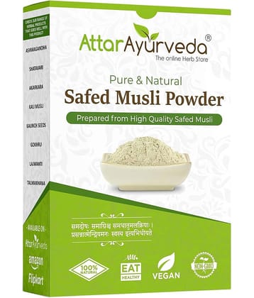 Attar Ayurveda Safed Musli Powder (100 grams) for Stamina and Energy | 100% Pure, Preservative free