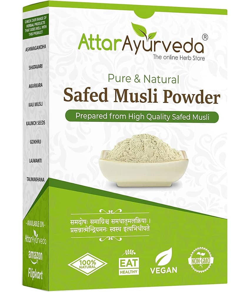 Attar Ayurveda Safed Musli Powder (100 grams) for Stamina and Energy | 100% Pure, Preservative free
