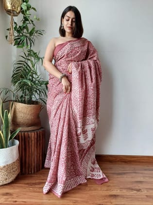 JAIPUR HANDBLOCK PRINT Exclusive collection of Bagru and Dabu handblock printed pure Cotton Mulmul Sarees with blouse piece.