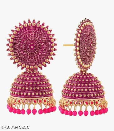 Exclusive Floral Golden Royal Blue Earrings For Women Designer Jhumkas Brass Jhumki Earring