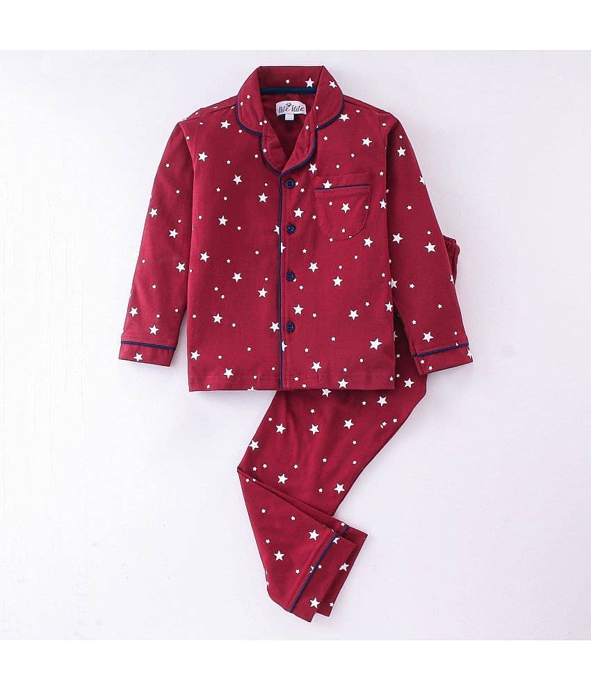 Nite Flite Pack of 1 Girls Cotton Nightsuit Set ( Red )