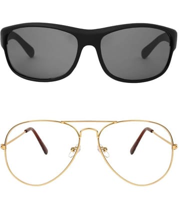 Kanny Devis - Black Wrap Around Sunglasses ( Pack of 2 )