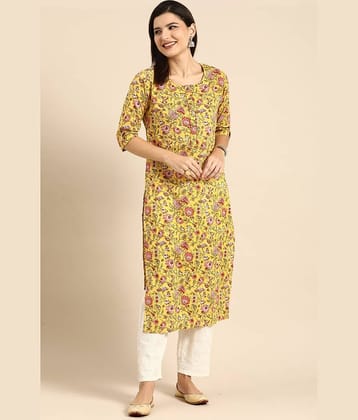 Rajnandini - Yellow 100% Cotton Women's Straight Kurti ( Pack of 1 )