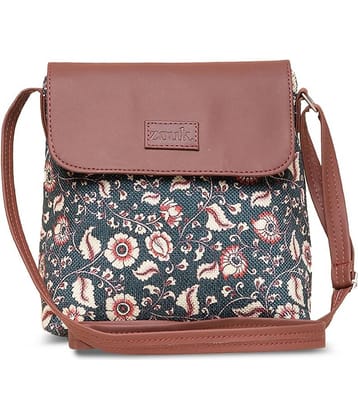 Zouk Sling Bag Jute Set of 1 ( Blue )