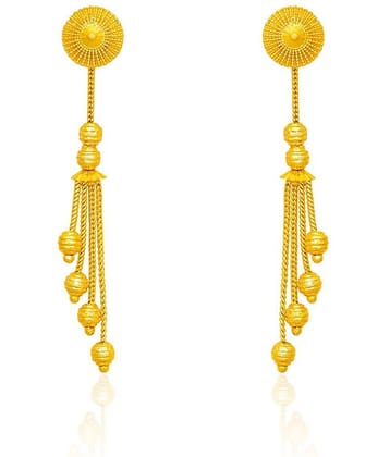 LUV FASHION Golden Stud Earrings ( Pack of 1 )