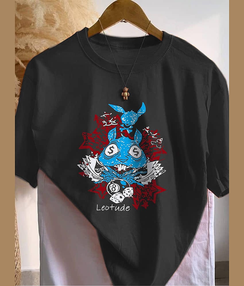 Leotude Men Cotton Blend Oversized Fit Printed T-Shirt ( Multicolor5 )