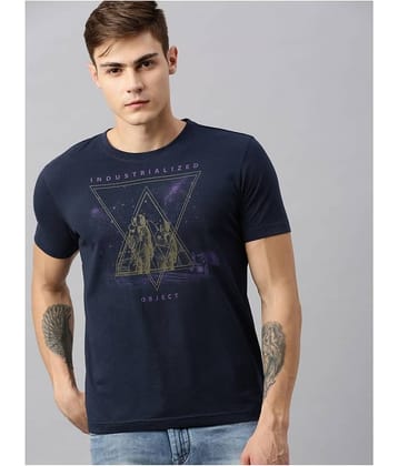 Huetrap Pack of 1 Cotton Blend Regular Fit Men's T-Shirt ( Navy Blue )