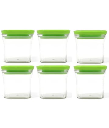 HomePro KitKat Airtight Transparent Plastic Storage Container, Square, 600ml, Green (6)