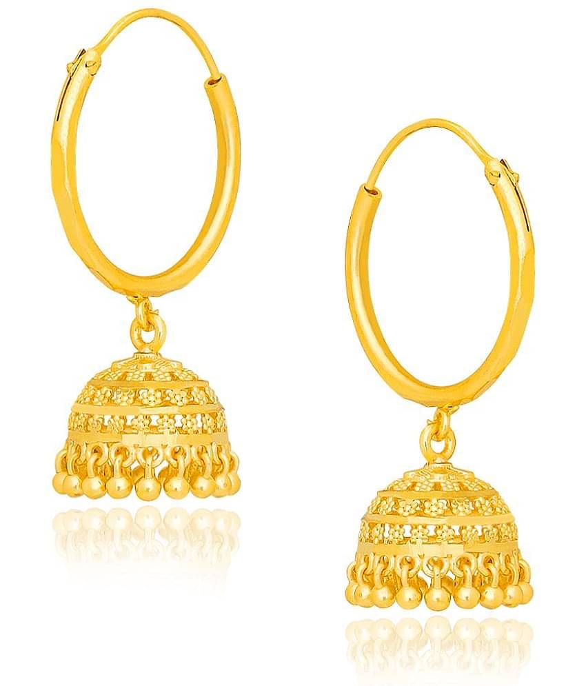 LUV FASHION Golden Hoops Earrings ( Pack of 1 )
