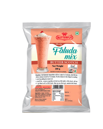Butterfly Ready Faluda Mix (Butterscotch Pouch) (Weight - 90g) by Butterfly Dessert Mixes and Bakery Needs.