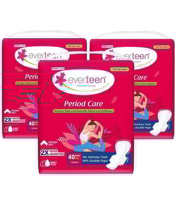 everteen Period Care XXL Soft 40 Sanitary Pads 320mm - 3 Packs (40 Pads Each)