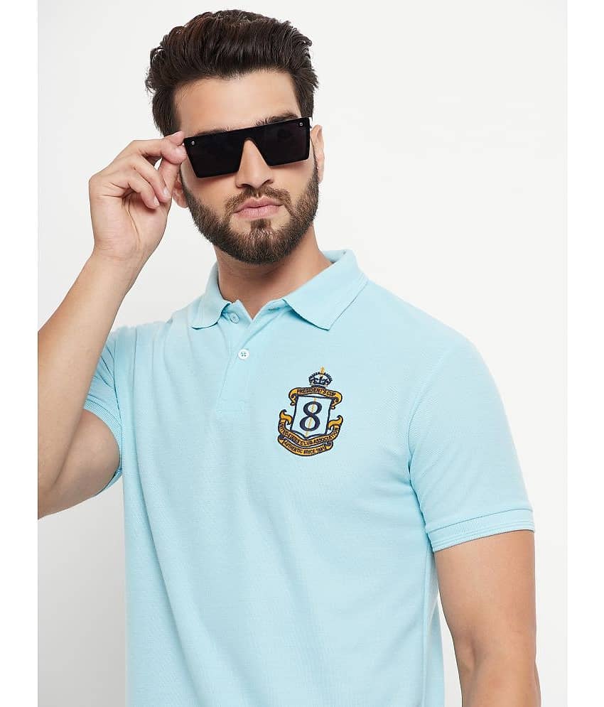 GET GOLF Pack of 1 Cotton Blend Regular Fit Solid Half Sleeves Men's Polo T Shirt ( Aqua )