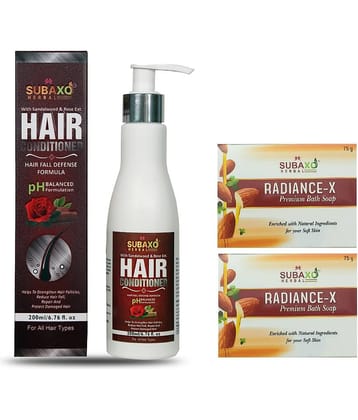Herbal Hair Conditioner | Reduce Hair Fall & Protect Hair Damage (200 ml) & Radiance-X Soap 2 Pc Each 75 G