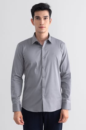 Sleek Sophistication: Casual Plain Grey Shirt for Special Occasions or Office by GlamaStitch-S