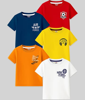 Kuchipoo Pack of 5 Boys Cotton Blend T-Shirt ( Multicolor 5 )
