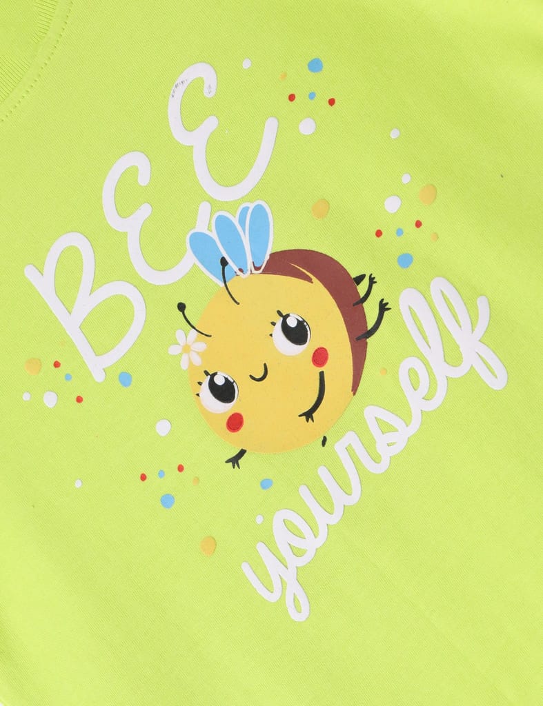 Chic Kids Girls T shirt Cotton Acid Lime Green Honeybee 2025 at ShopCircuit | ONDC