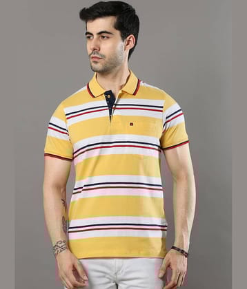 Cool Colors Pack of 1 Cotton Regular Fit Striped Half Sleeves Men's Polo T Shirt ( Yellow )