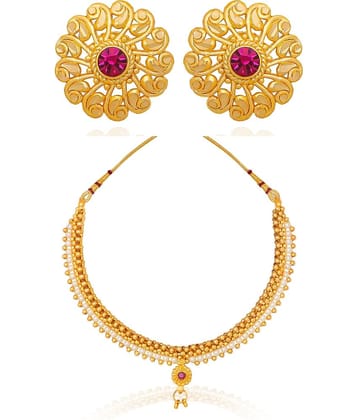 LUV FASHION White Brass Necklace Set ( Pack of 1 )