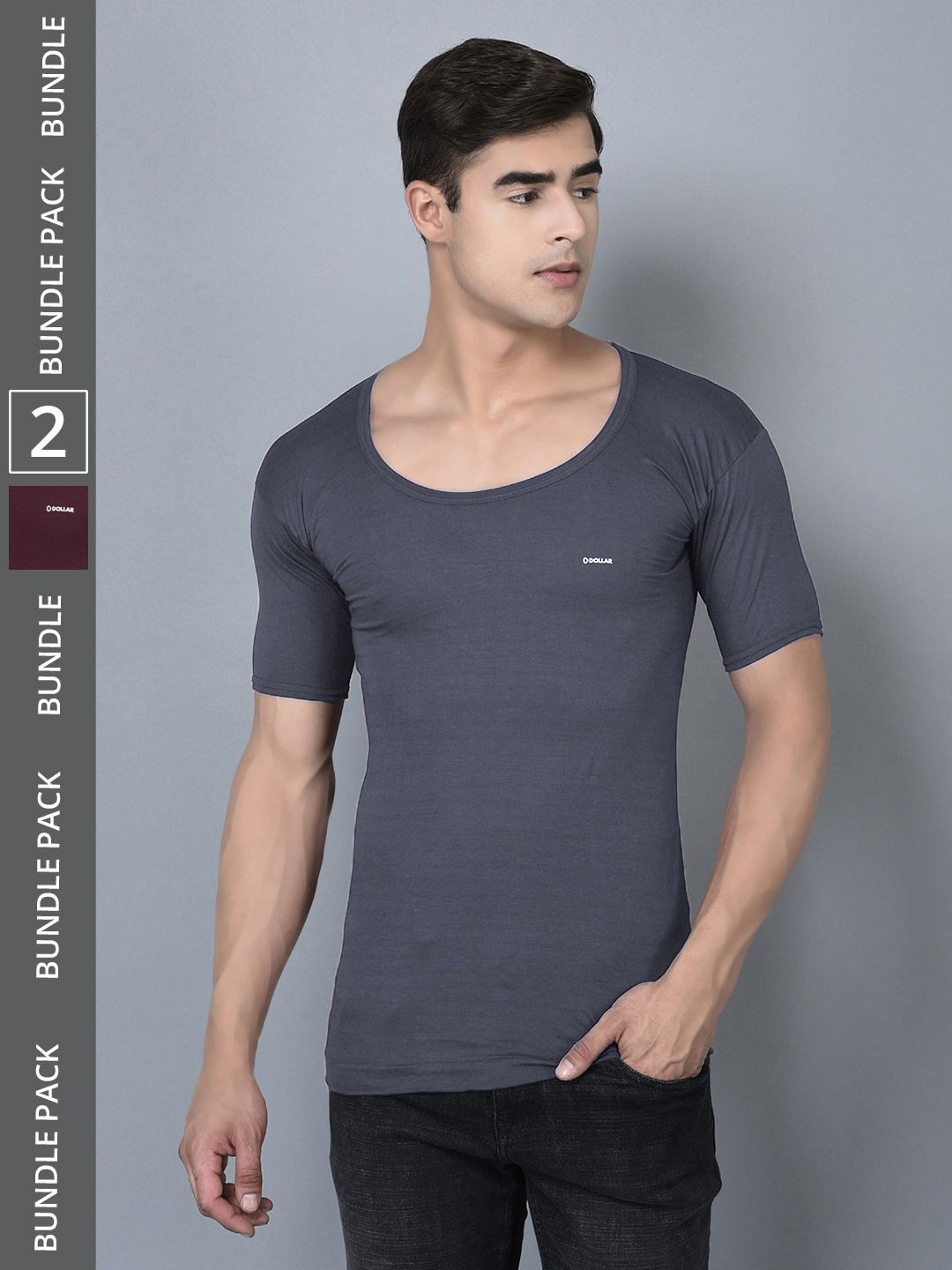 Men's Assorted Pack of 2 Solid Combed Cotton Shrinkless Vest