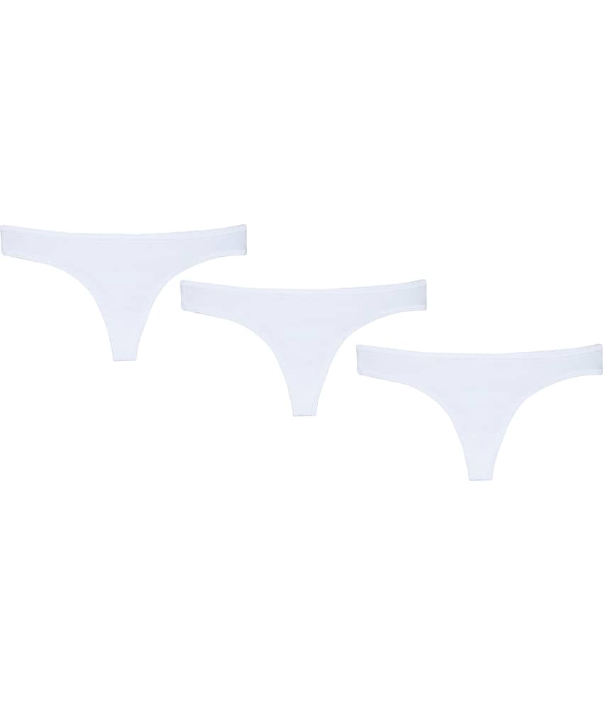 Leading Lady Pack of 3 Cotton Women's Thongs ( White )