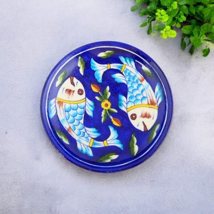 Blue Pottery Fish Pattern Decorative PlateBlue 6