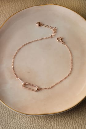 Interlinked Rectangle Rose Gold Plated Sterling Silver  Chain Bracelet-Rose / 6 inches adjustable upto 9 inches