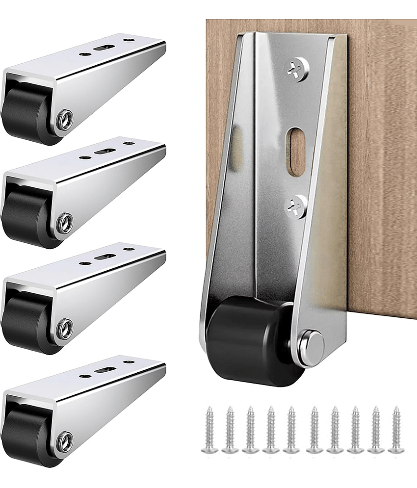 4Pcs Caster Wheels with 360° Smooth Mobility, Heavy Duty Side Mount Caster Wheels Wooden Door Drooping Support Wheel Sinking Door Bottom Pulley Directional Wheel