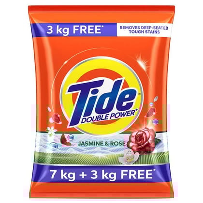 Tide Double Power Plus Jasmine & Rose Detergent Powder 7 kg (Get Extra 3 kg Free)