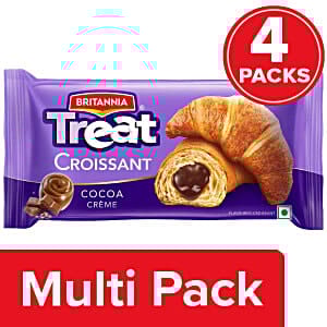 Britannia Treat Croissant - Cocoa Creme Filling, 100% Veg, Soft, 4x45 g Multipack
