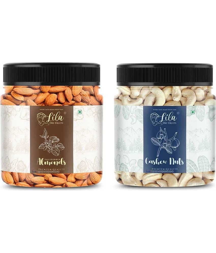 Lila Dry Fruits Cashew (100gm) & Almond(100gm) Combo | Kaju Badam Combo