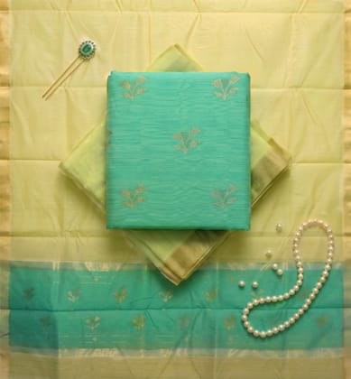 Handloom Chanderi Silk Cotton 3 Piece Suit Set 