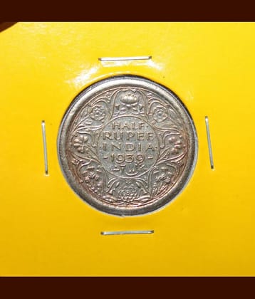Half Rupee 1839 - Backside Head of King George 6th Fancy British India Rare Old Coin For Collection
