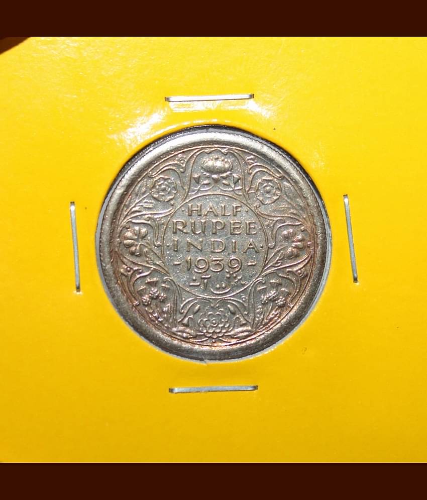 Half Rupee 1839 - Backside Head of King George 6th Fancy British India Rare Old Coin For Collection
