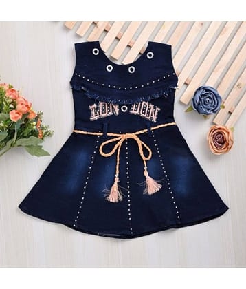 New Collection Denim A-line Dress For Girls ( Pack of 1 , Blue )