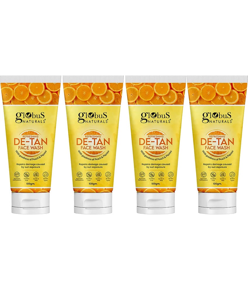 Globus Naturals DeTan Face Wash, 100ml (Pack of 4)