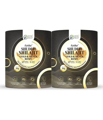 Fytika Shuddh Shilajit Gold and Silver Resin -100% Ayurvedic Himalayan Shilajit 20g (Pack of 2)