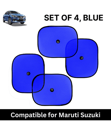 Car Sun Shade for Side Windows (Blue, Set of 4) with vaccum Suction Cups for Maruti Suzuki Baleno