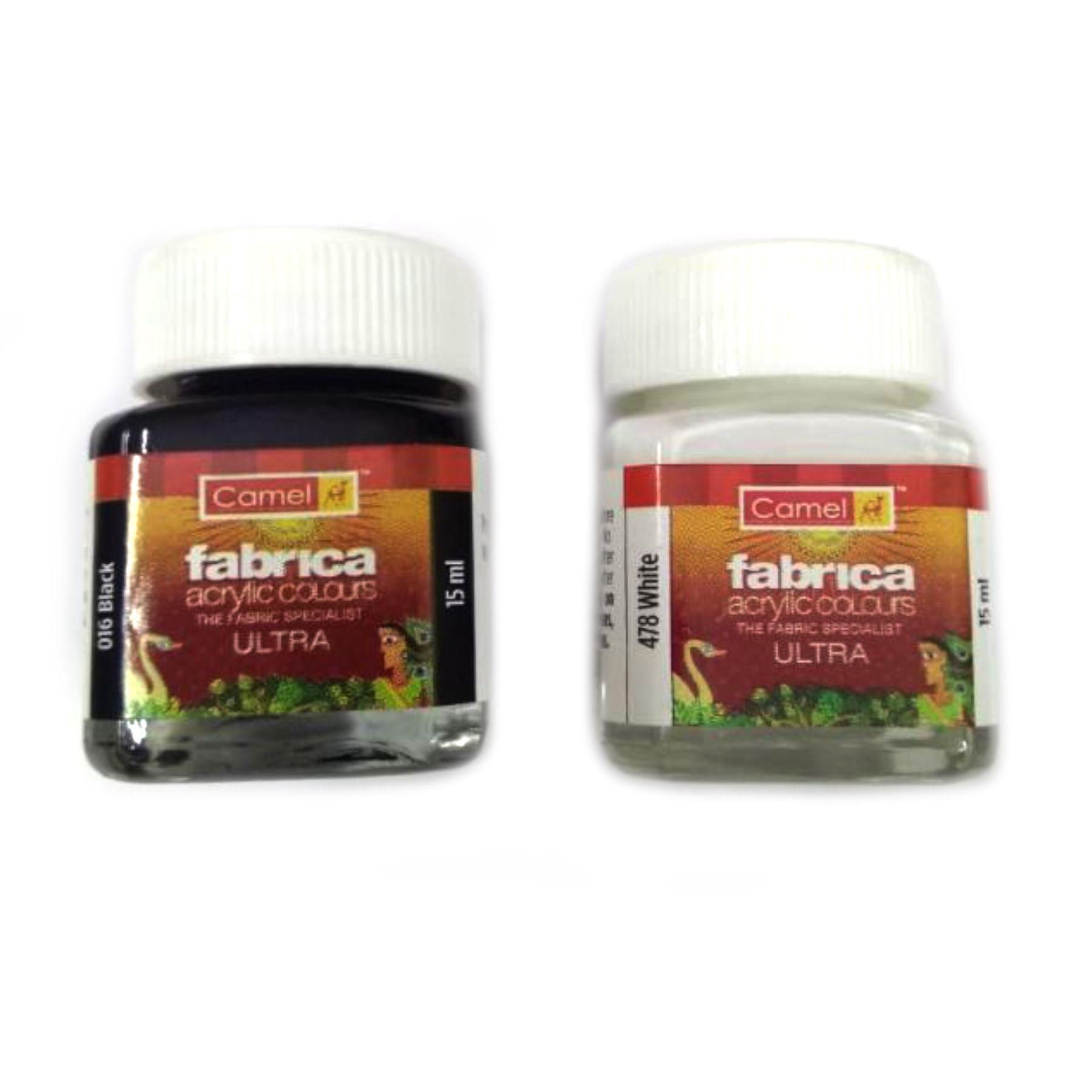 Camlin Fabrica Acrylic Ultra Colour 2 Pcs Combo Of White 478 And Black 016 - 15 ml Each