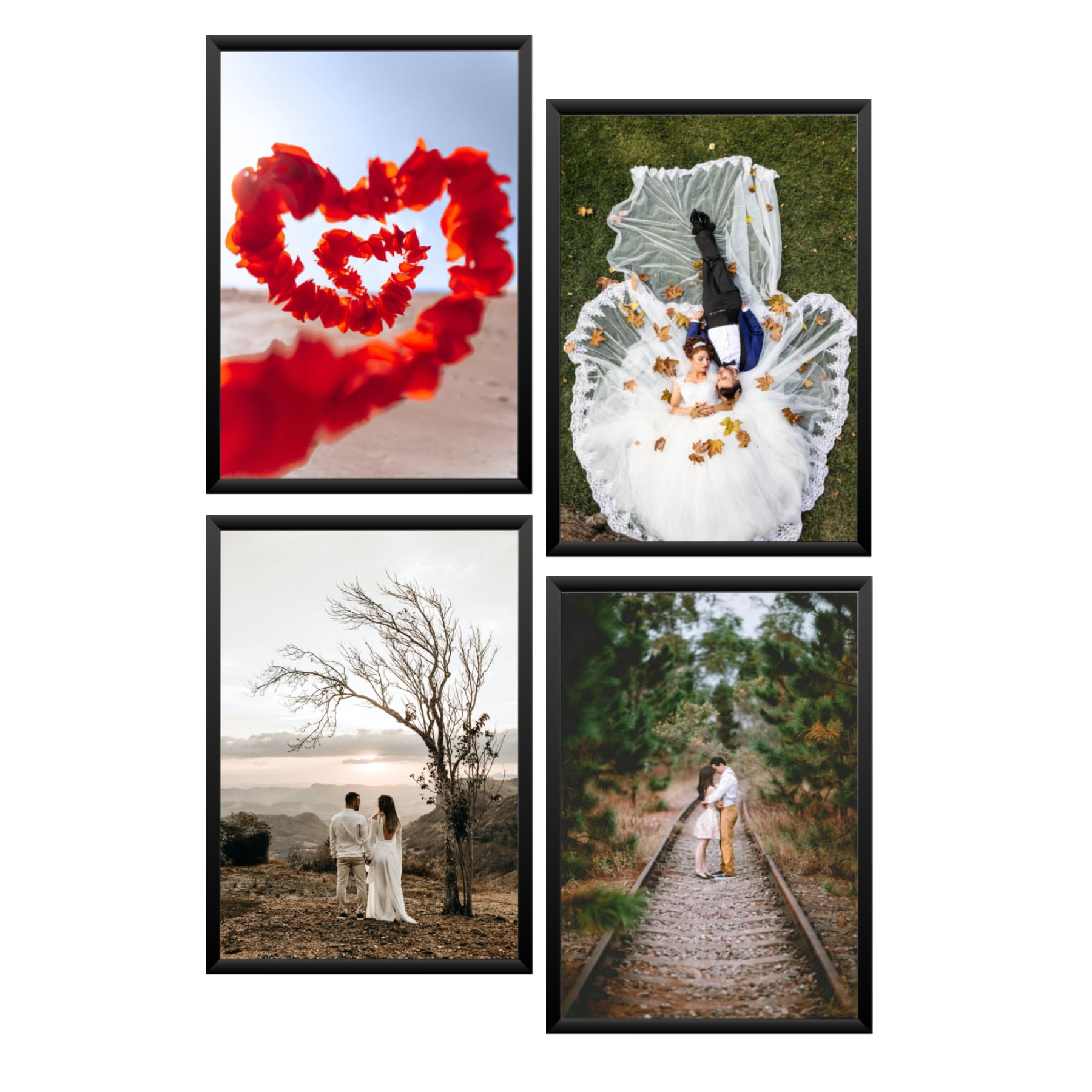 NOKKES Customized Set of 4 Premium Print Collage Photo Frames with Your Personalised Photos Frame (Size - 5X7 Inch) Home, Wall, Office Decor and Gifts (pack of 4 side1)