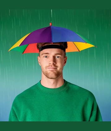 Infispace 1 Fold Manual Hat Headwear Umbrella ( Multi , Rainbow Design )
