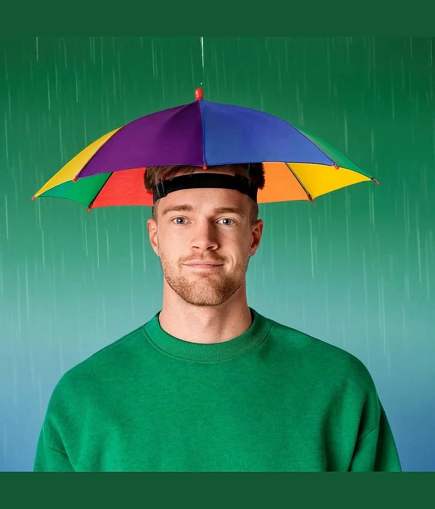 Infispace 1 Fold Manual Hat Headwear Umbrella ( Multi , Rainbow Design )