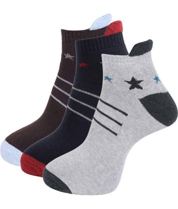 Dollar Socks - Cotton Mens Striped Multicolor Ankle Length Socks ( Pack of 3 ) - Multicolor