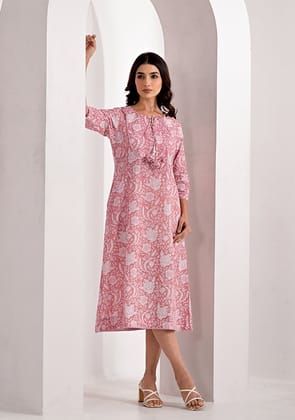 Blush Floral Long Dress-S