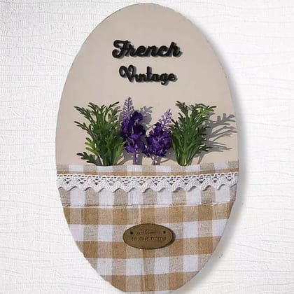 French Vintage With Buffalo Print Pocket Wooden Wall Art For Personalization