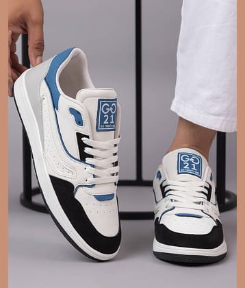 RUN SEVEN ( by GO21 ) Comfort|Summer|Trendy|Walking White Men's Sneakers